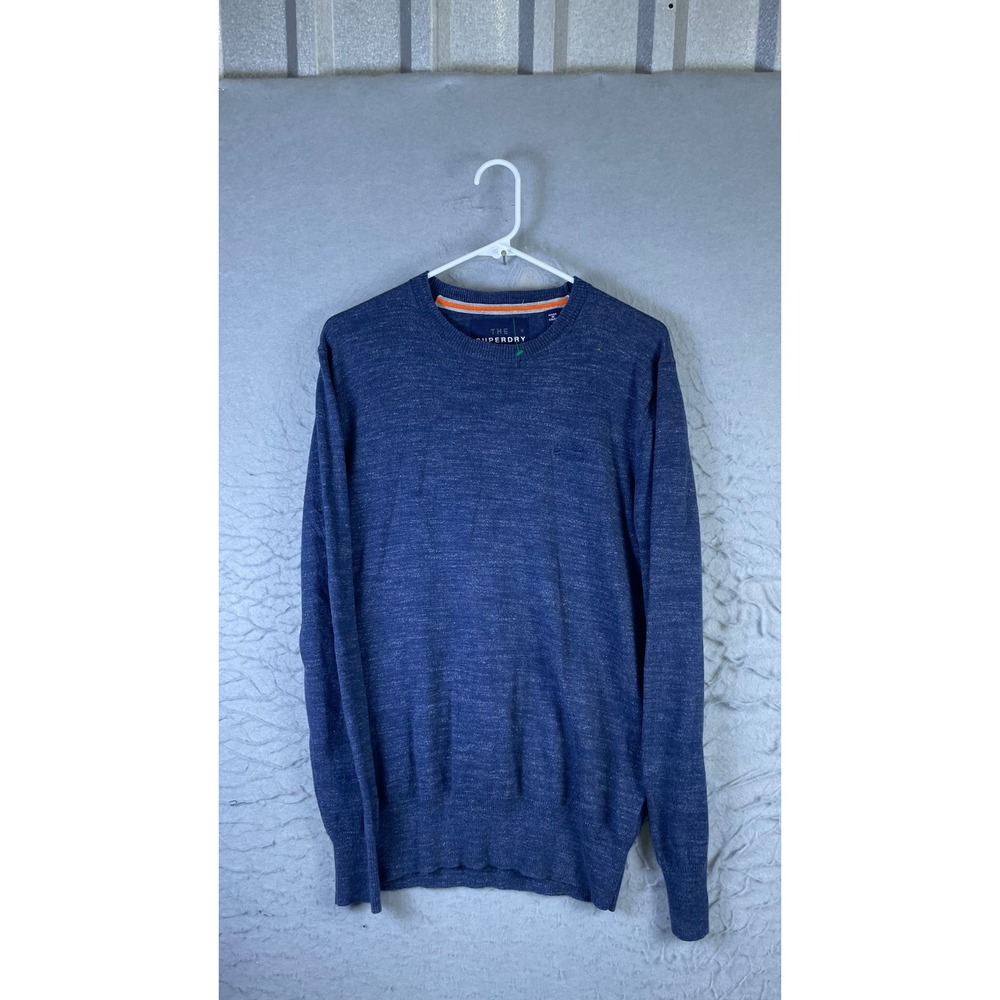 Superdry Sweater Mens Medium Blue Excellent Premium Knitwear Crewneck Marl